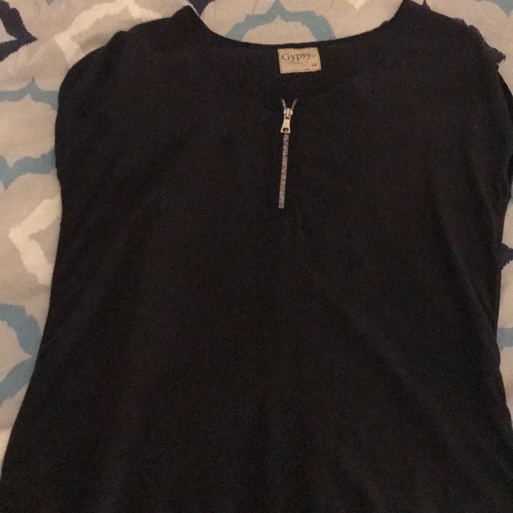 Gypsy silk top with rainbow zipper